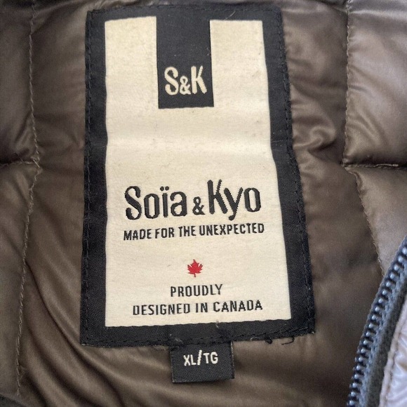 Soia Kyo Coat Womens XL Gray Down Fill Mid Length Lightweight Zip pockets - Picture 8 of 9